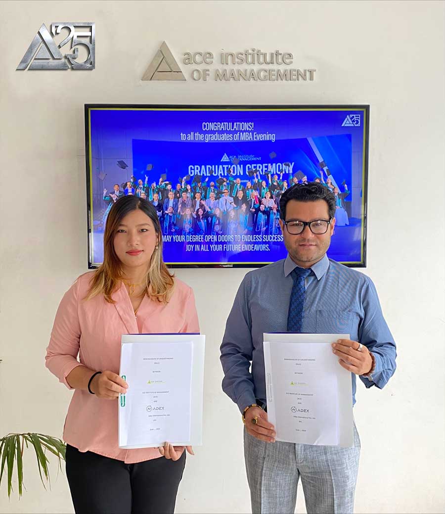 MoU signed between Ace Institute of Management and Adex International Pvt. Ltd